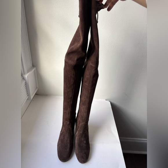 Stuart Weitzman TieLand Over The Knee Boots in Dark Brown Suede Sz 5 - Picture 6 of 11